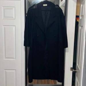 Beautiful VINTAGE black 100% wool with leather trim